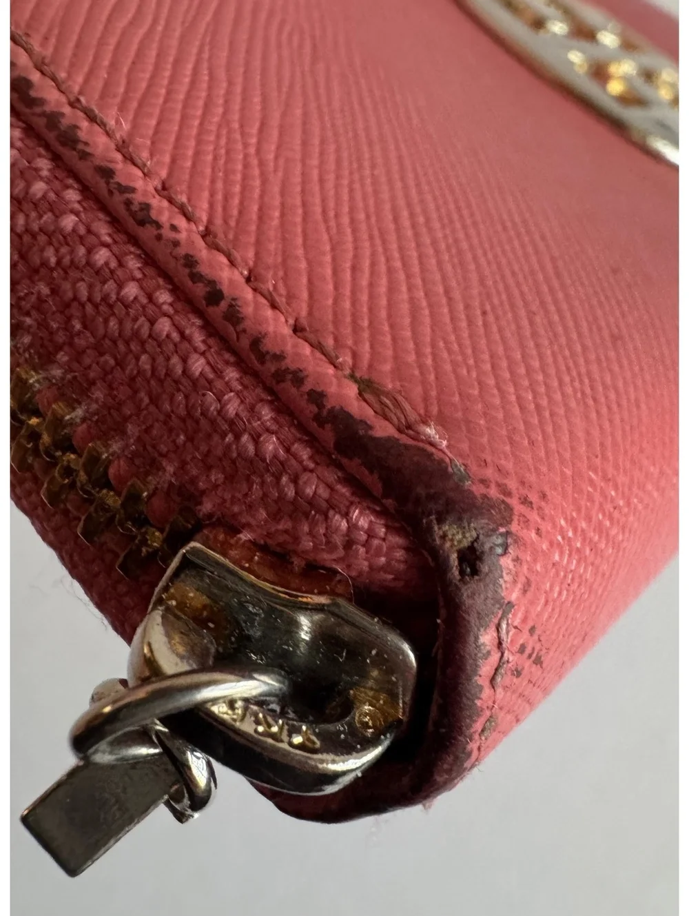 Tory Burch T80 Pink Saffiano Leather Zip Around Continental Wallet Gold Logo